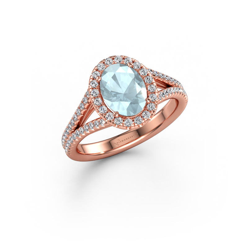 Immagine di Anello di fidanzamento Verla ovl 2 585 oro rosa Acquamarina 8x6 mm