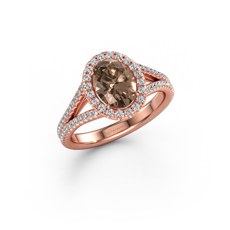 Image de Bague de fiançailles Verla ovl 2 585 or rose Diamant brun 1.49 crt