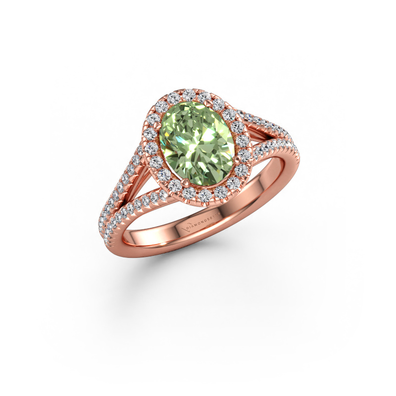 Immagine di Anello di fidanzamento Verla ovl 2 585 oro rosa Diamante lab grown verde 8x6 mm