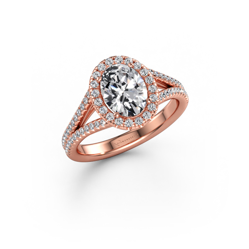 Immagine di Anello di fidanzamento Verla ovl 2 585 oro rosa Diamante lab grown 1.49 crt