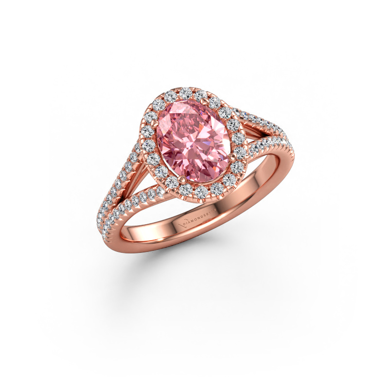 Image of Engagement ring Verla ovl 2 585 rose gold Pink lab grown diamond 8x6 mm