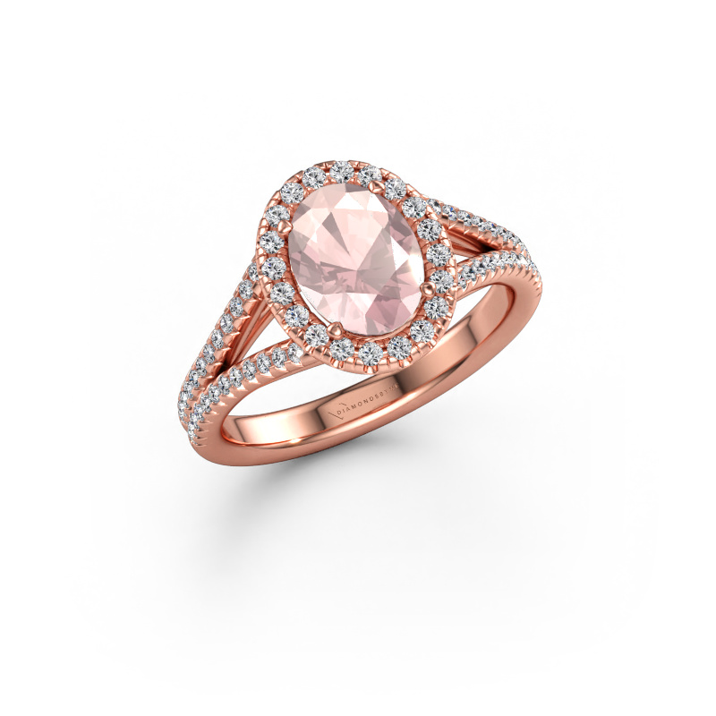 Immagine di Anello di fidanzamento Verla ovl 2 585 oro rosa Morganite champagne 8x6 mm