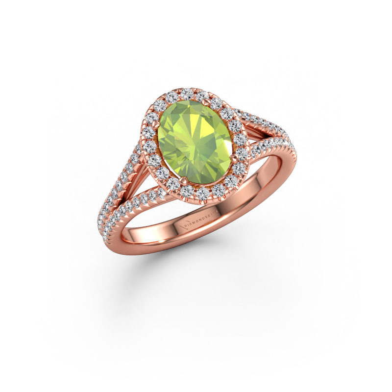 Bild av Förlovningsring Verla ovl 2 585 roséguld Peridot 8x6 mm