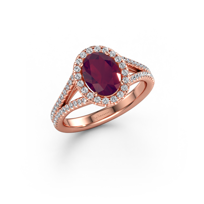 Immagine di Anello di fidanzamento Verla ovl 2 585 oro rosa Rodolite 8x6 mm