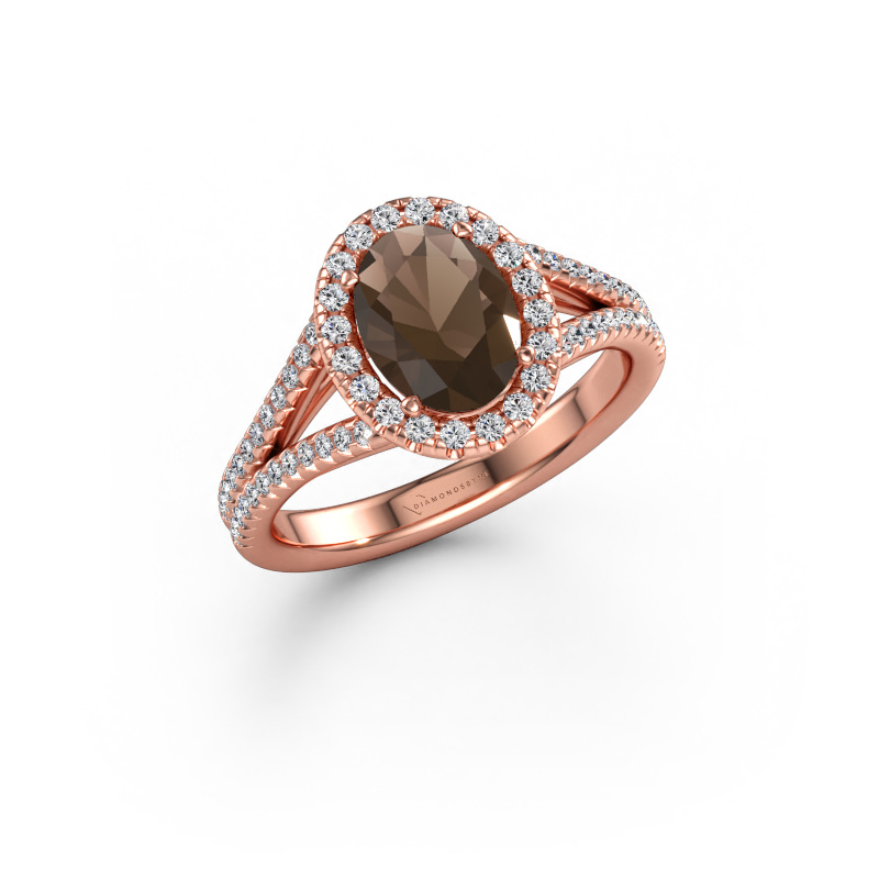 Immagine di Anello di fidanzamento Verla ovl 2 585 oro rosa Quarzo fumé 8x6 mm