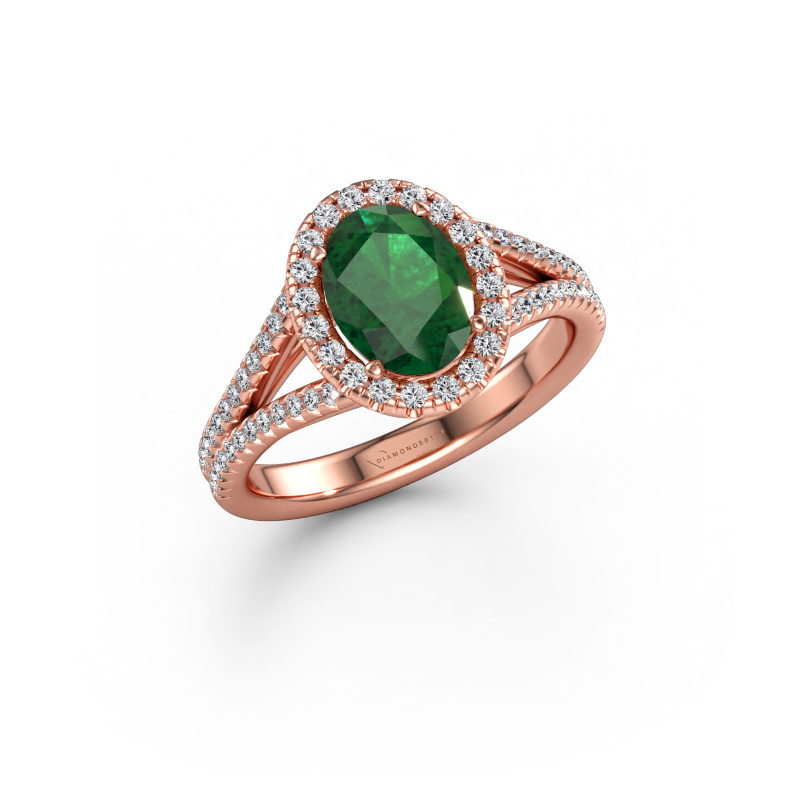 Bild av Förlovningsring Verla ovl 2 585 roséguld Smaragd 8x6 mm
