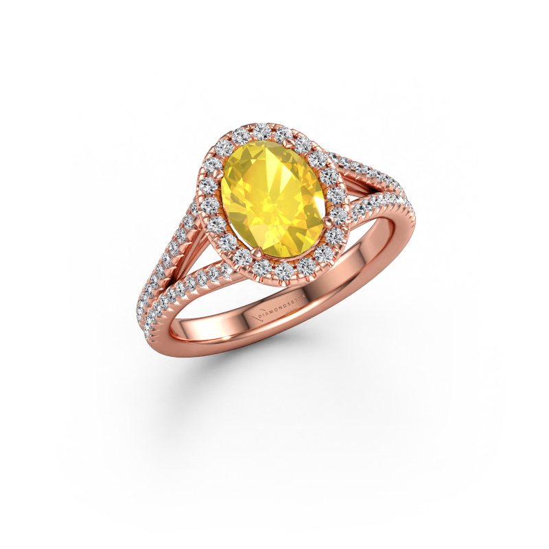 Bild av Förlovningsring Verla ovl 2 585 roséguld Gul safir 8x6 mm