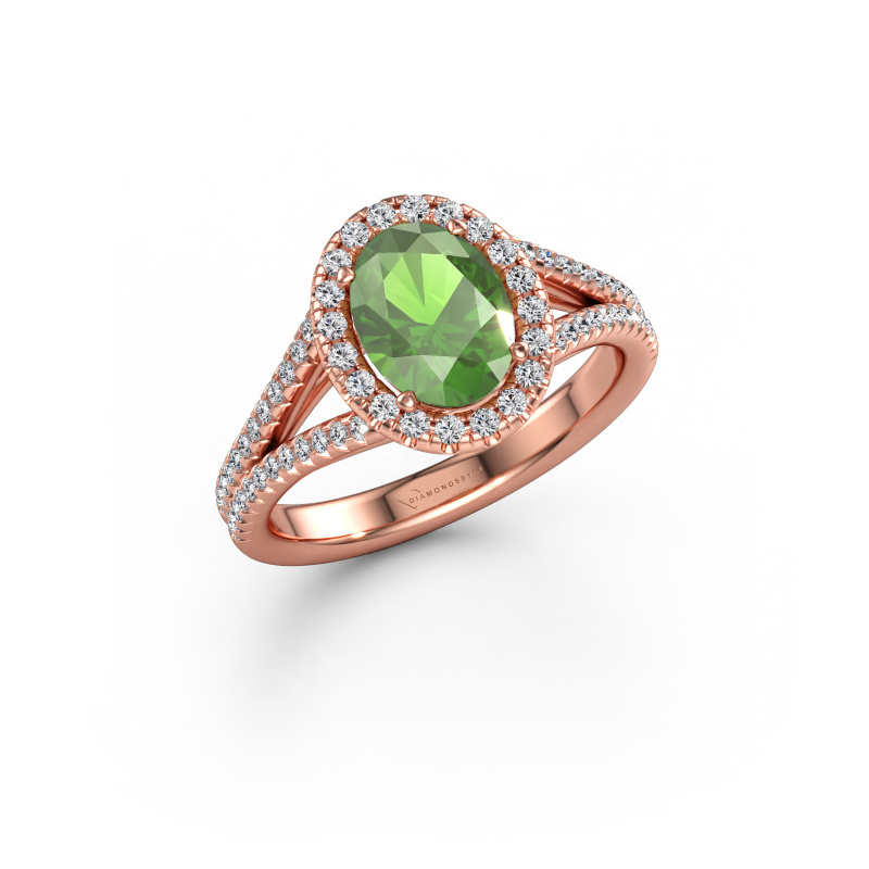 Immagine di Anello di fidanzamento Verla ovl 2 585 oro rosa Tormalina verde 8x6 mm