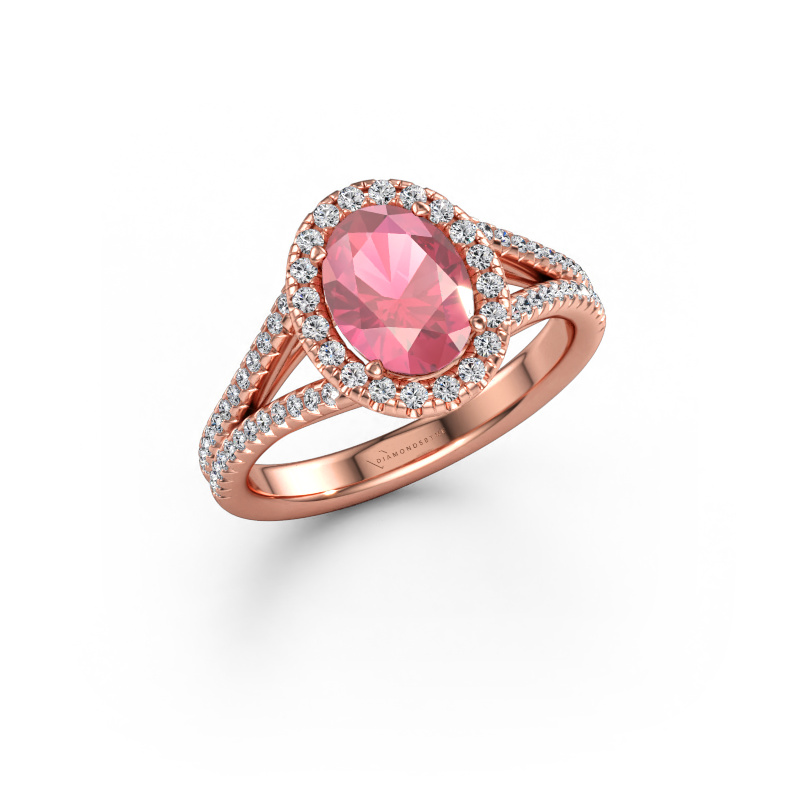 Bild av Förlovningsring Verla ovl 2 585 roséguld Rosa turmalin 8x6 mm