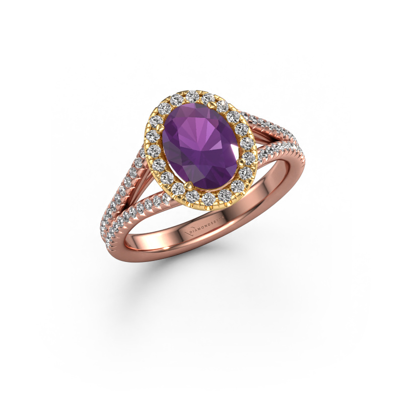 Bild von Verlobungsring Verla ovl 2 585 Roségold Amethyst 8x6 mm