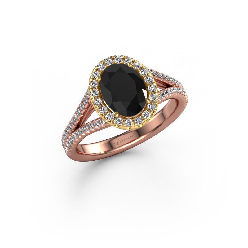 Bild von Verlobungsring Verla ovl 2 585 Roségold Schwarz Diamant 1.790 crt