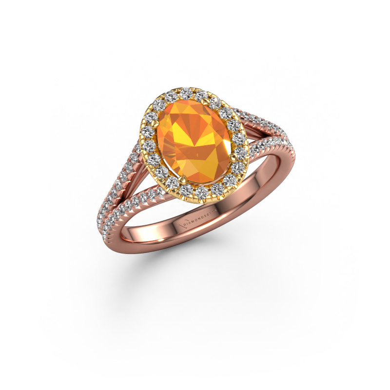Image of Engagement ring Verla ovl 2 585 rose gold Citrin 8x6 mm