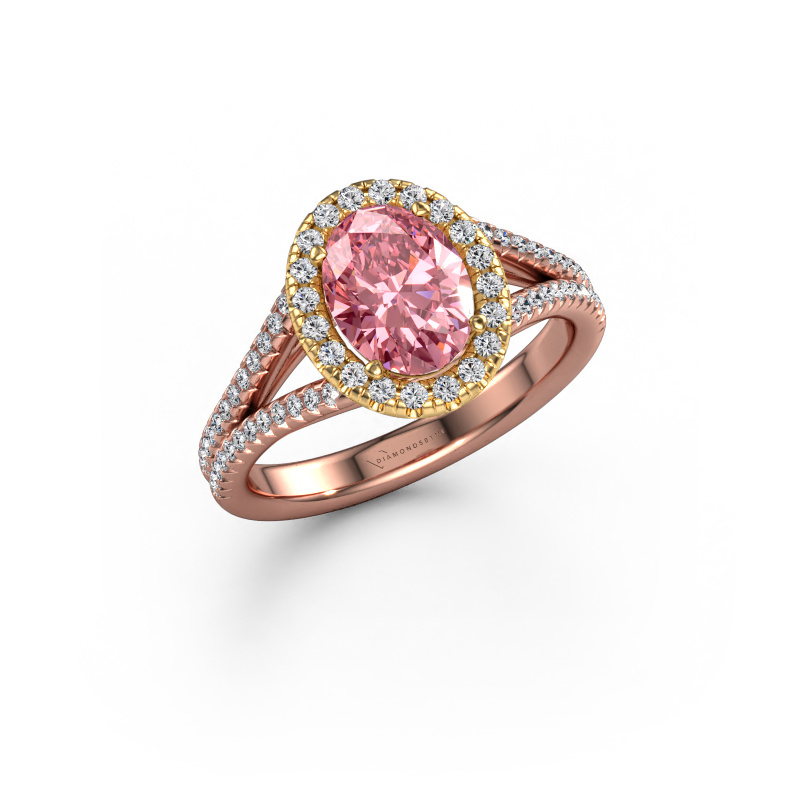 Bild von Verlobungsring Verla ovl 2 585 Roségold Rosa Labordiamant 8x6 mm