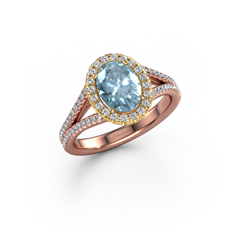Bild von Verlobungsring Verla ovl 2 585 Roségold Blauer Labordiamant 8x6 mm