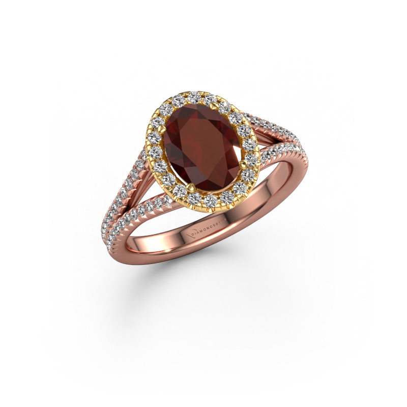 Image of Engagement ring Verla ovl 2 585 rose gold Garnet 8x6 mm