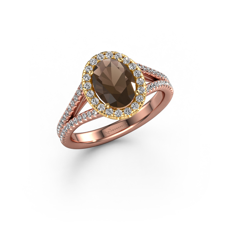 Afbeelding van Verlovingsring Verla ovl 2 585 rosé goud Rookkwarts 8x6 mm