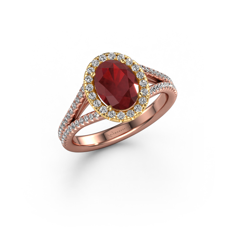 Image of Engagement ring Verla ovl 2 585 rose gold Ruby 8x6 mm