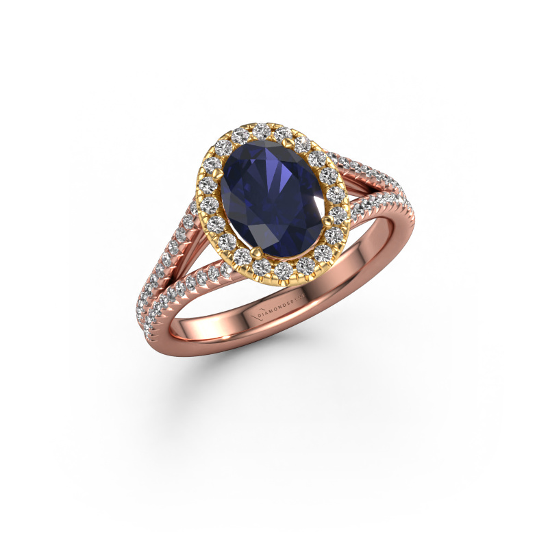 Image of Engagement ring Verla ovl 2 585 rose gold Sapphire 8x6 mm