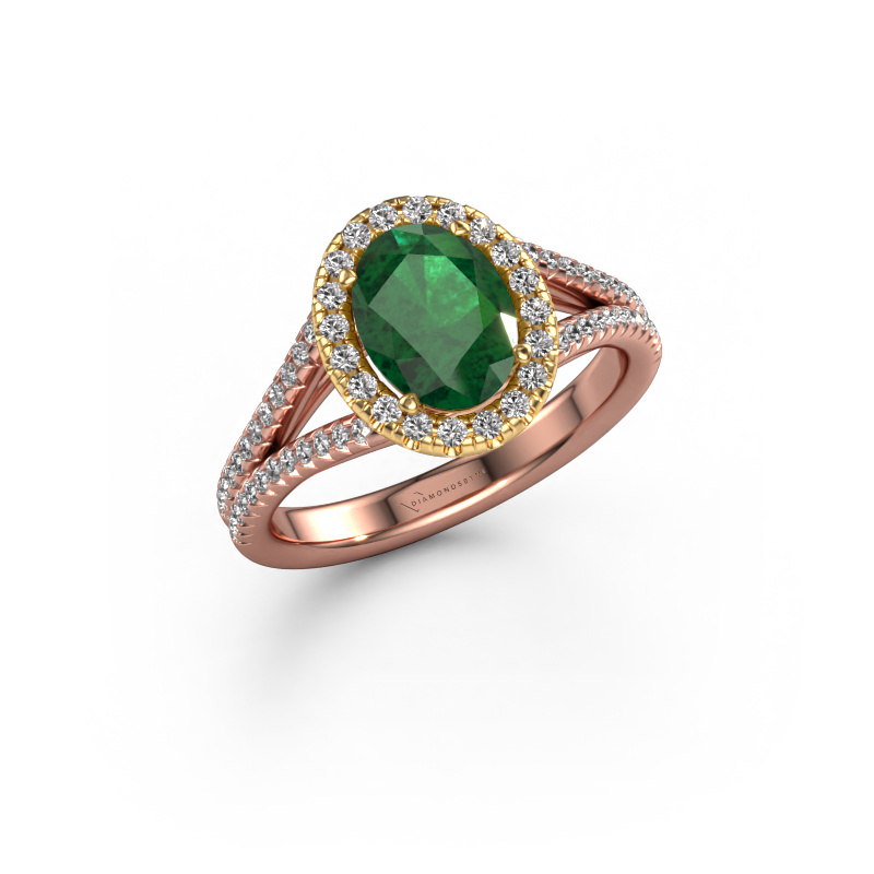 Image of Engagement ring Verla ovl 2 585 rose gold Emerald 8x6 mm