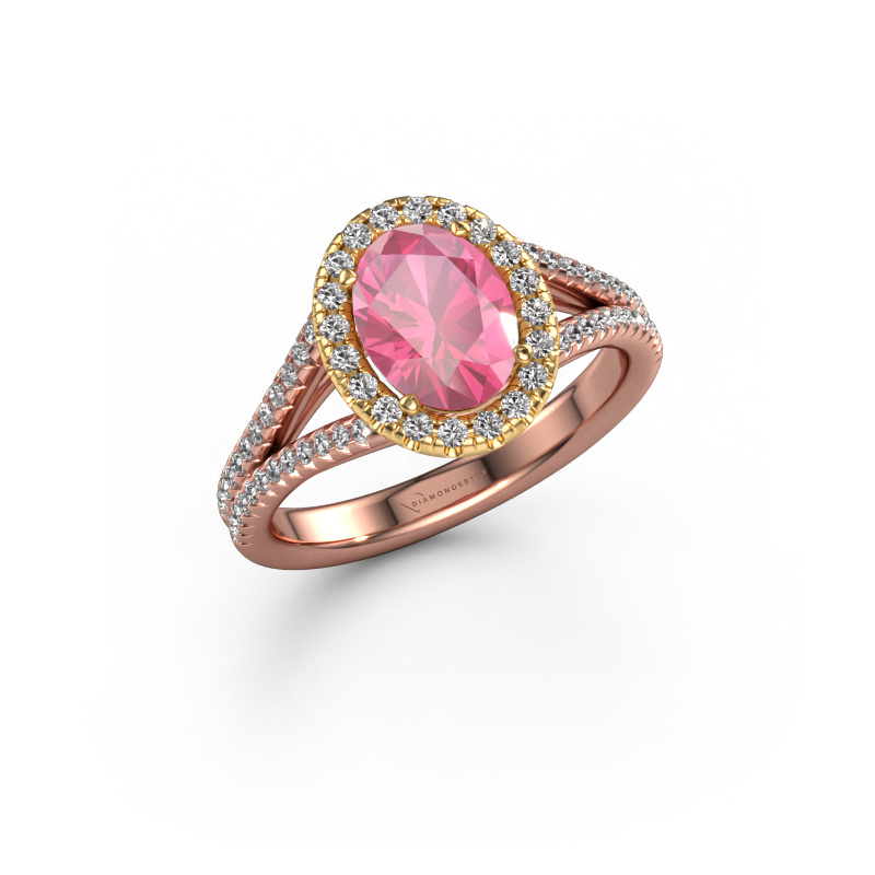 Bild von Verlobungsring Verla ovl 2 585 Roségold Pink Saphir 8x6 mm