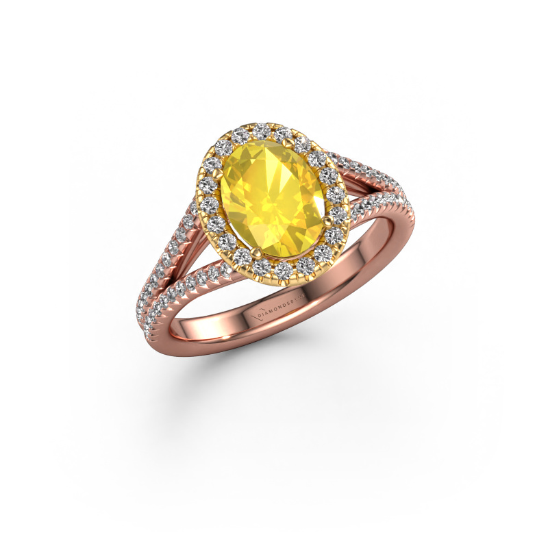 Image of Engagement ring Verla ovl 2 585 rose gold Yellow sapphire 8x6 mm