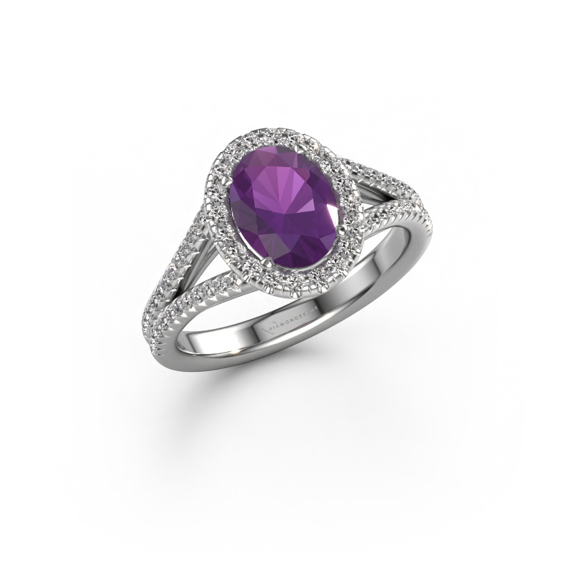 Image of Engagement ring Verla ovl 2 950 platinum Amethyst 8x6 mm