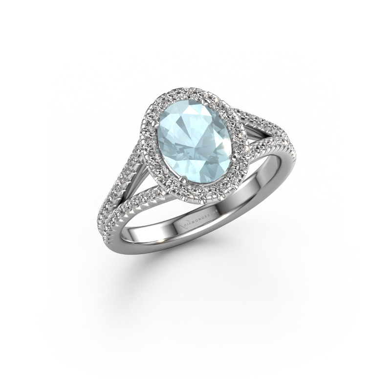 Image of Engagement ring Verla ovl 2 950 platinum Aquamarine 8x6 mm