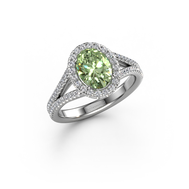 Bild von Verlobungsring Verla ovl 2 950 Platin Grüner Labor-Diamant 8x6 mm