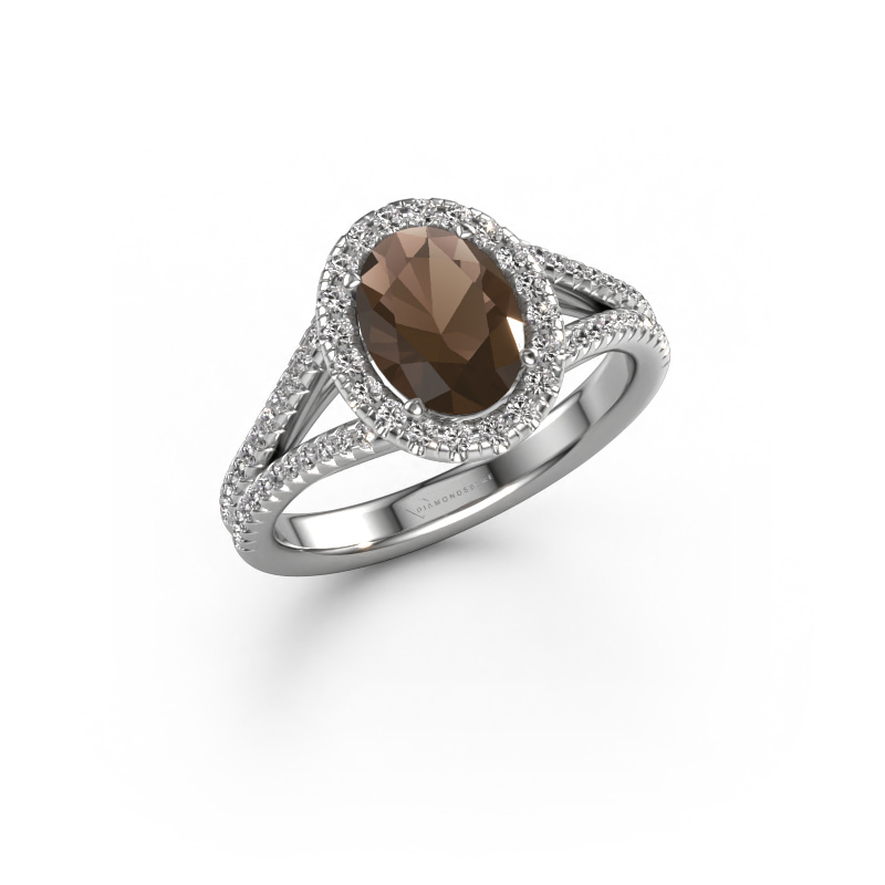 Image of Engagement ring Verla ovl 2 950 platinum Smokey quartz 8x6 mm