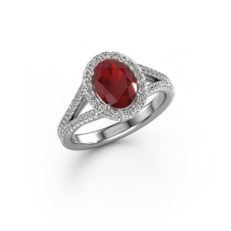 Image of Engagement ring Verla ovl 2 950 platinum Ruby 8x6 mm