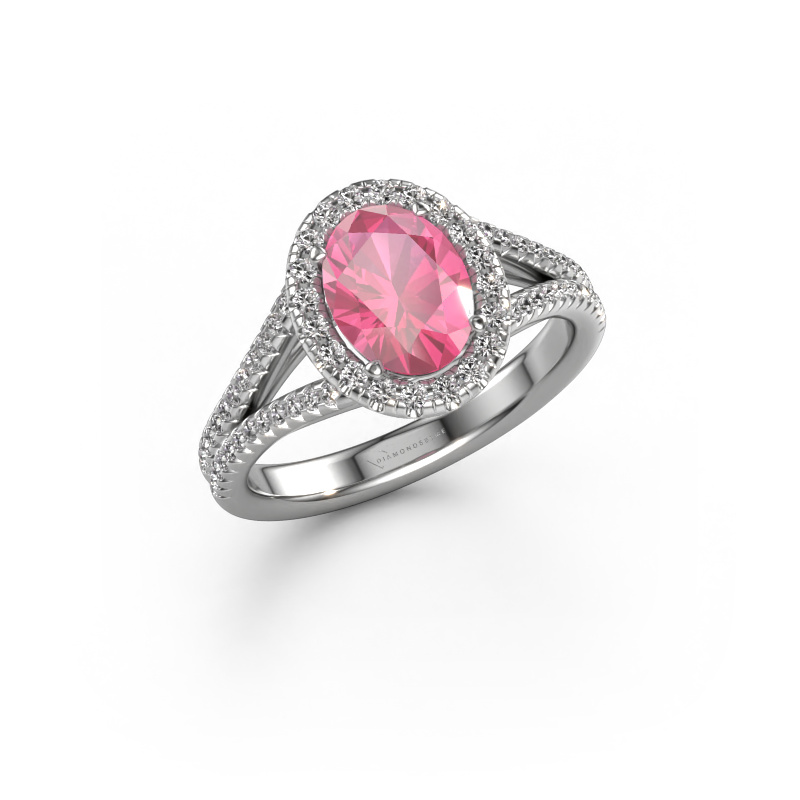 Bild von Verlobungsring Verla ovl 2 950 Platin Pink Saphir 8x6 mm