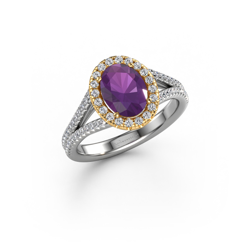 Image of Engagement ring Verla ovl 2 585 white gold Amethyst 8x6 mm