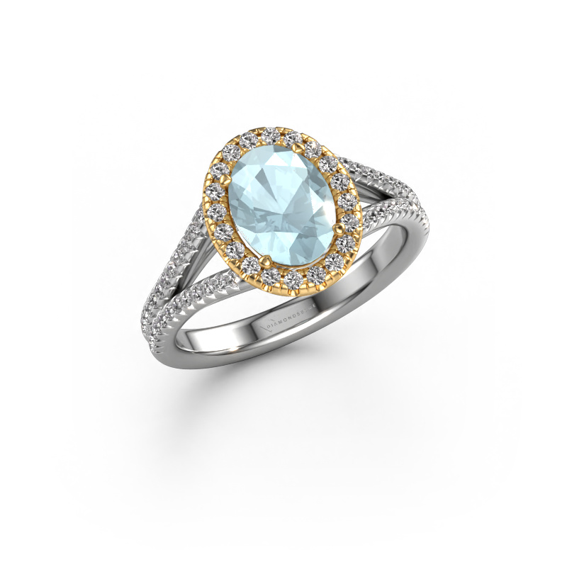 Image of Engagement ring Verla ovl 2 585 white gold Aquamarine 8x6 mm
