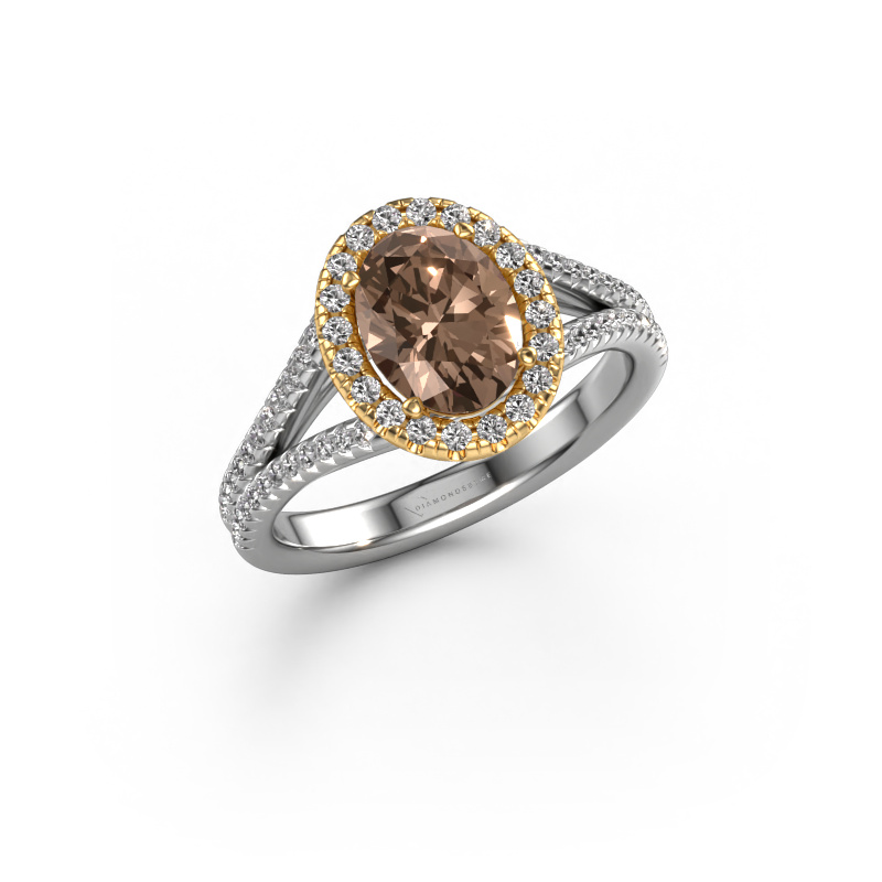Image of Engagement ring Verla ovl 2 585 white gold Brown diamond 1.49 crt