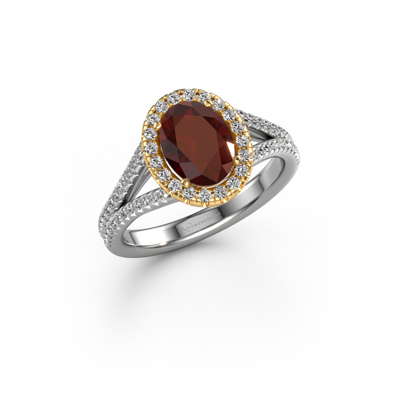 Image of Engagement ring Verla ovl 2 585 white gold Garnet 8x6 mm