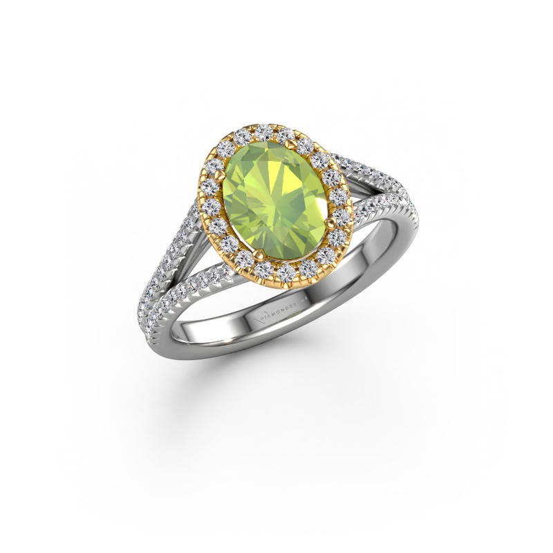 Image of Engagement ring Verla ovl 2 585 white gold Peridot 8x6 mm