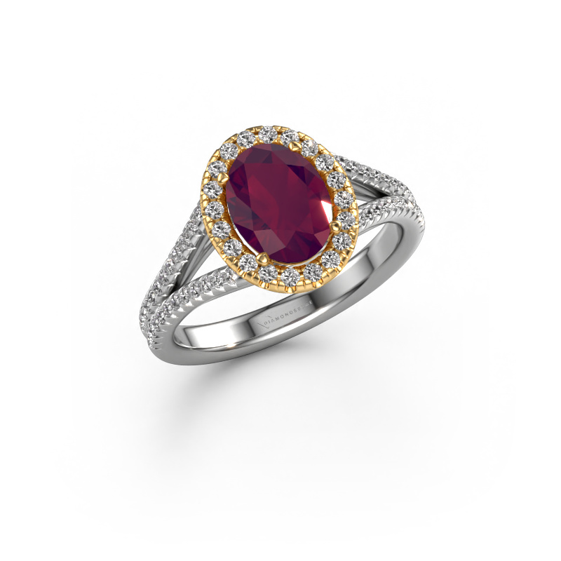Image de Bague de fiançailles Verla ovl 2 585 or blanc Rhodolite 8x6 mm