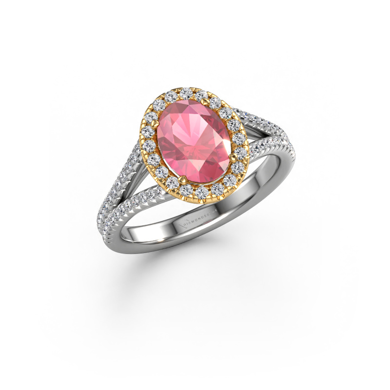Image of Engagement ring Verla ovl 2 585 white gold Tourmaline pink 8x6 mm