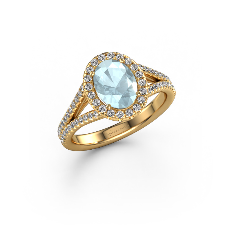 Image of Engagement ring Verla ovl 2 585 gold Aquamarine 8x6 mm
