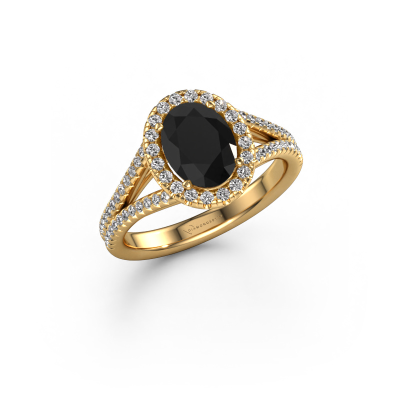 Image de Bague de fiançailles Verla ovl 2 585 or jaune Diamant noir 1.790 crt