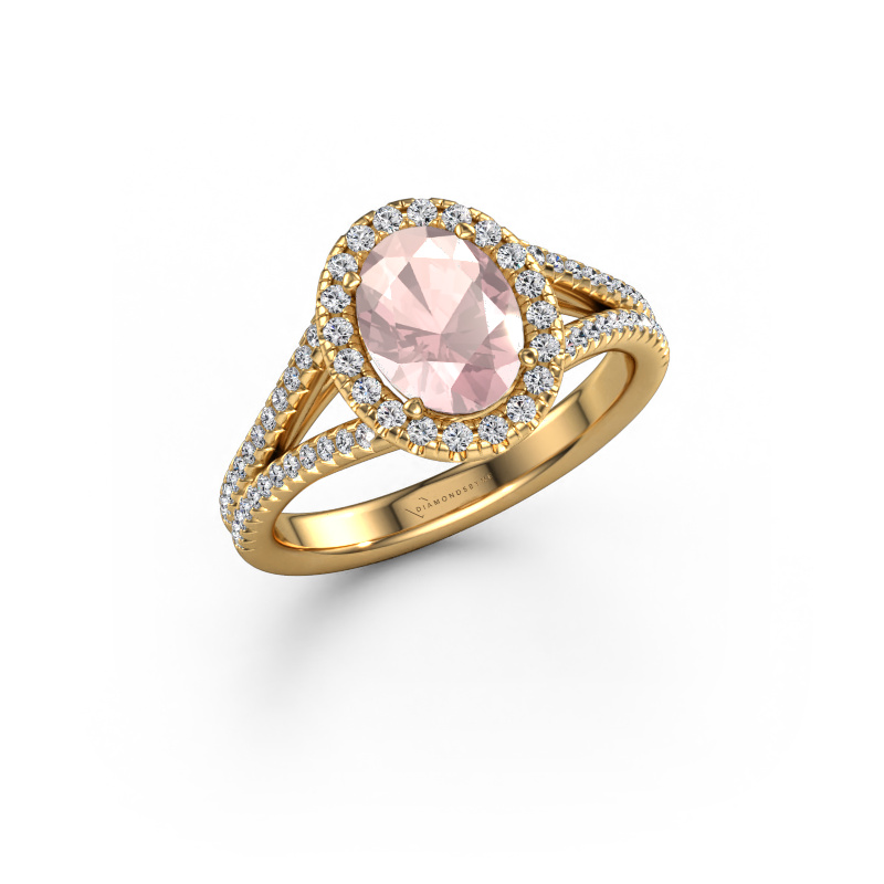 Image of Engagement ring Verla ovl 2 585 gold Morganite champagne 8x6 mm