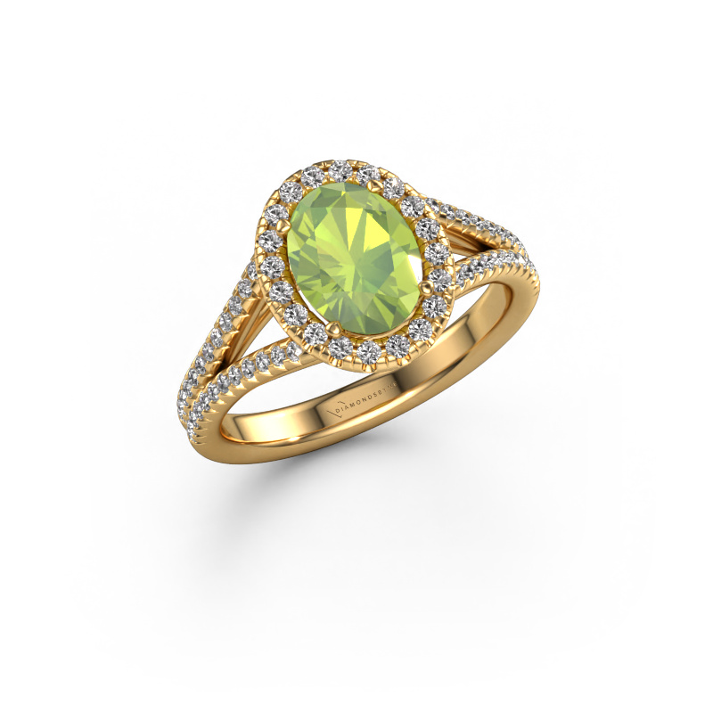 Bild von Verlobungsring Verla ovl 2 585 Gold Peridot 8x6 mm