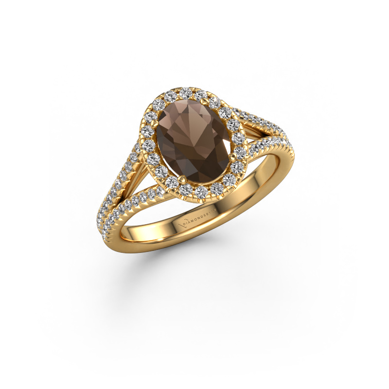 Bild von Verlobungsring Verla ovl 2 585 Gold Rauchquarz 8x6 mm