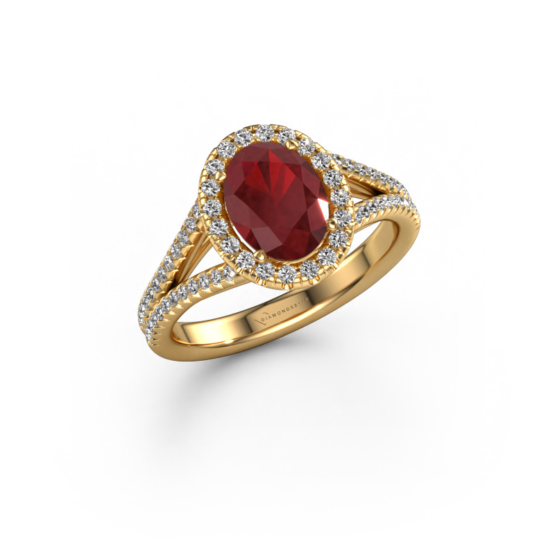 Image of Engagement ring Verla ovl 2 585 gold Ruby 8x6 mm