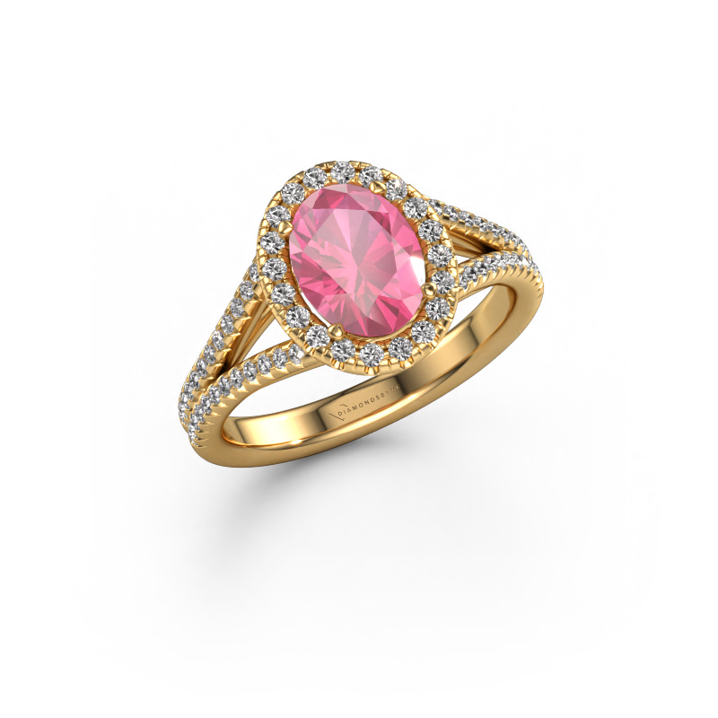 Image de Bague de fiançailles Verla ovl 2 585 or jaune Saphir rose 8x6 mm