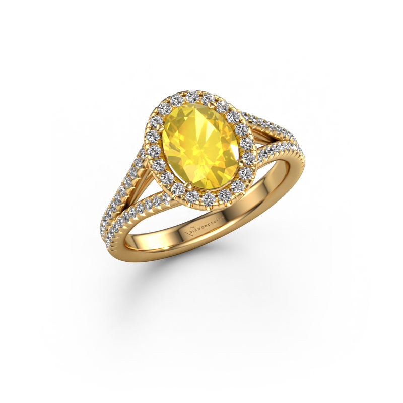 Image of Engagement ring Verla ovl 2 585 gold Yellow sapphire 8x6 mm