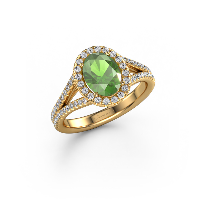 Image de Bague de fiançailles Verla ovl 2 585 or jaune Vert tourmaline 8x6 mm