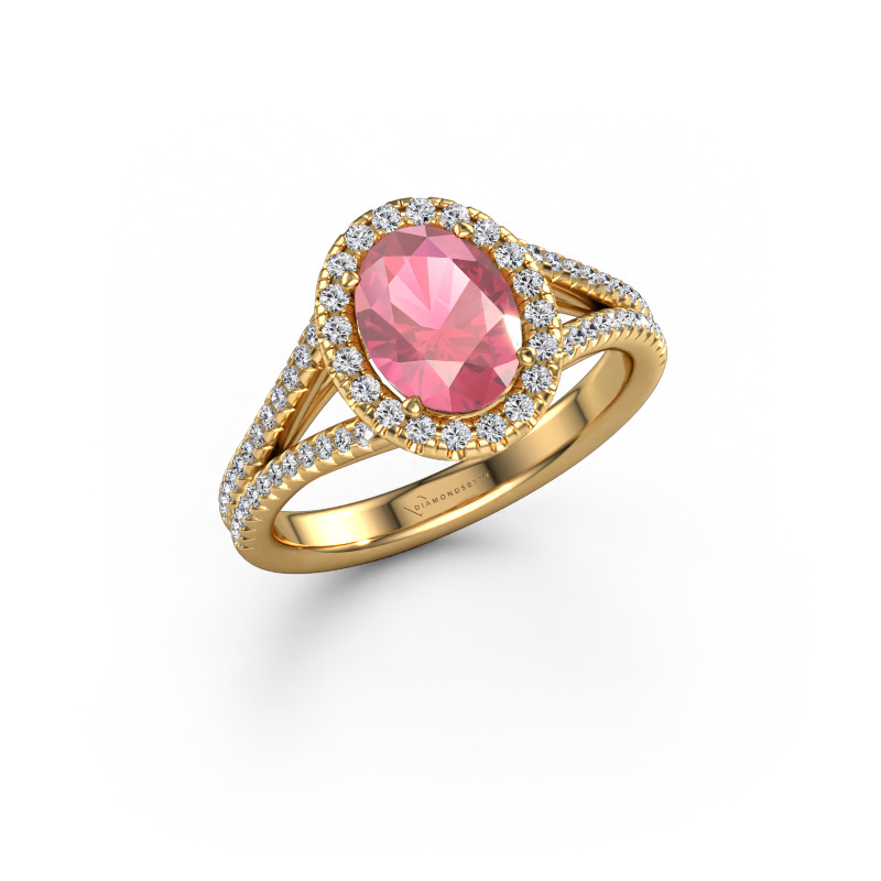 Image of Engagement ring Verla ovl 2 585 gold Tourmaline pink 8x6 mm