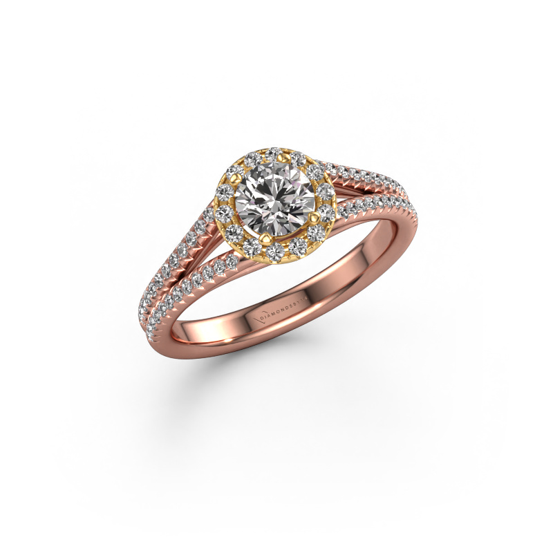 Image of Engagement ring Verla rnd 2 585 rose gold Diamond 0.98 crt