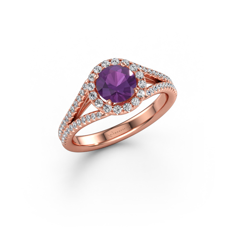 Immagine di Anello di fidanzamento Verla rnd 2 585 oro rosa Ametista 6.5 mm